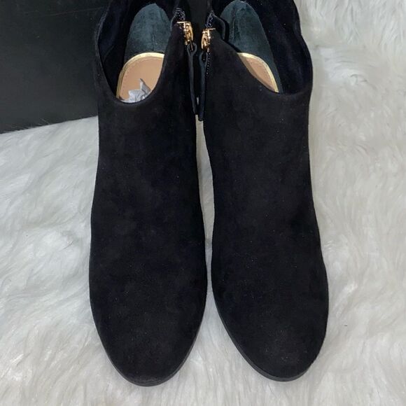 VC John Camuto Black True Suede Booties with Gold Trim - Picture 9 of 14